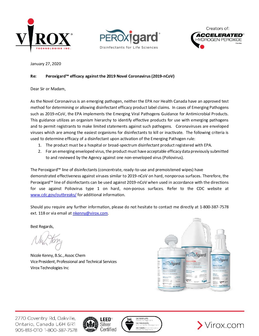 1FINAL US Peroxigard's efficacy against 2019 nCoV Jan 27
